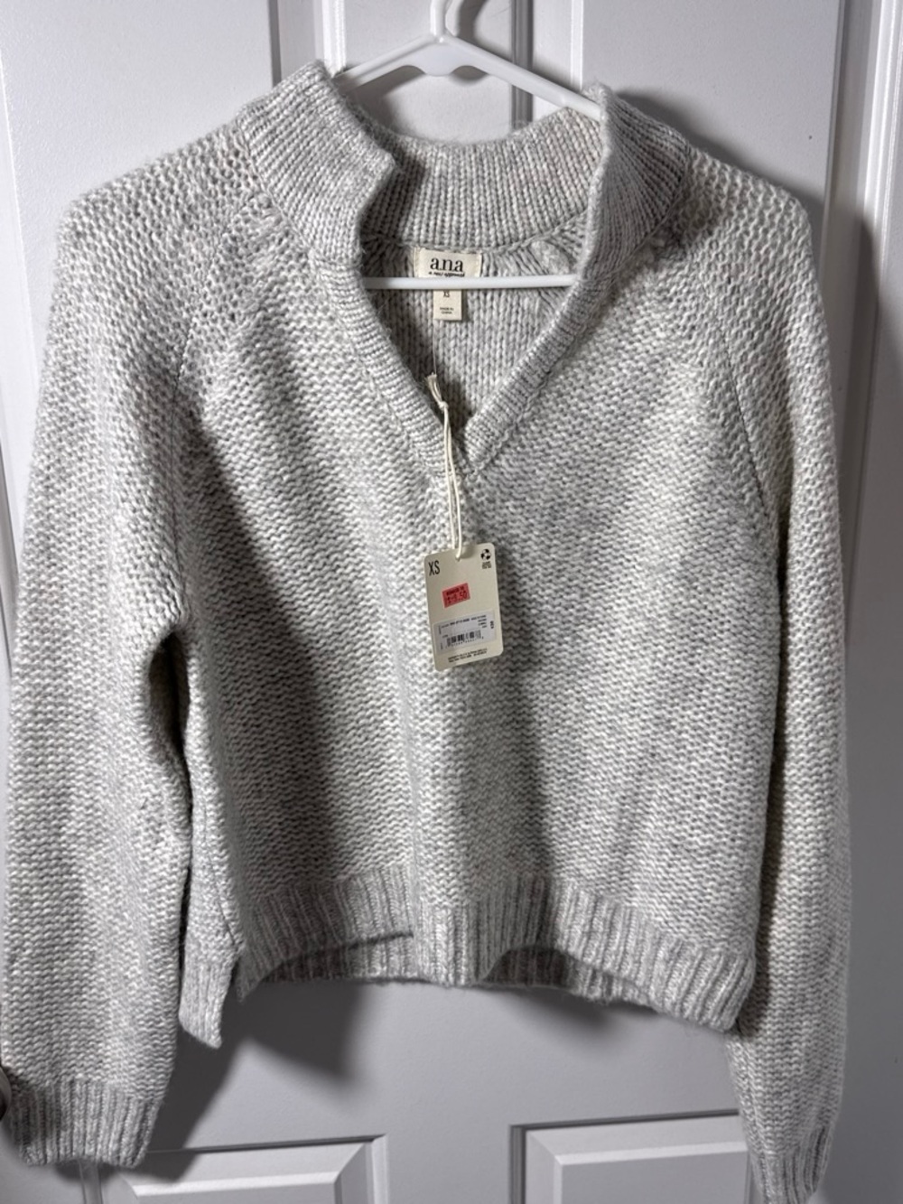 a.n.a Light Gray V Neck Knit Sweater